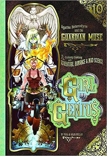 Capa do livro Girl Genius Volume 10: Agatha H and the Guardian Muse HC: Agatha Heterodyne and the Guardian Muse